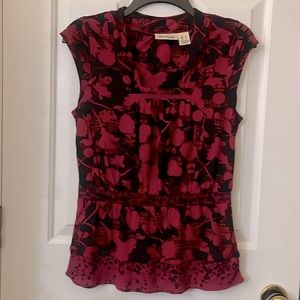 DKNY fuchsia and black peplum top size SP